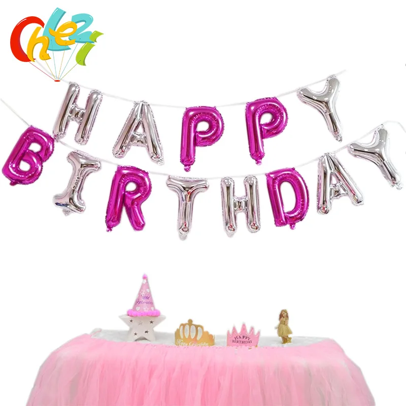 

Wholesale Happy Birthday Letter Balloons Golden Silver Pink Blue Air Balloon Alphabet Letters Hanging Birthday Party Decorations