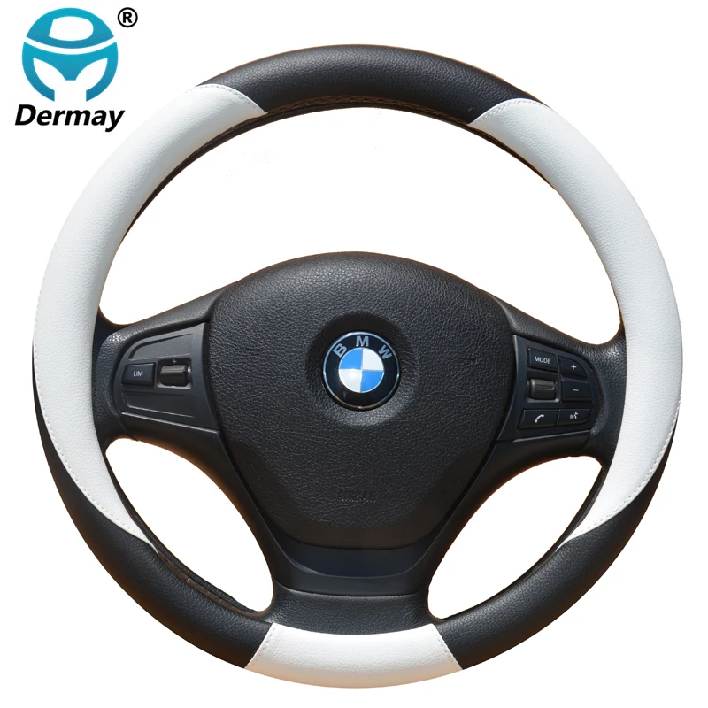 DERMAY 4 Colors 2019 New Car Steering Wheel Cover Micro Fiber Leather fit Outer Diam 14-15