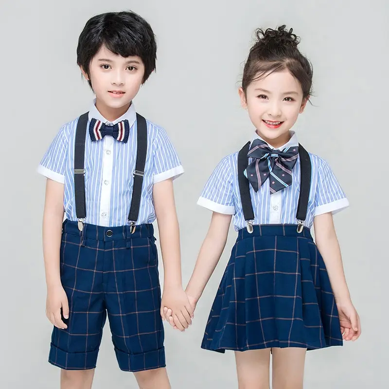 School Striped Shirt Clothes Set School Chorus Stage Uniform Girls & Boys Clothes For 3 4 6 8 10 12 14 16 17 Years Old RKS194023