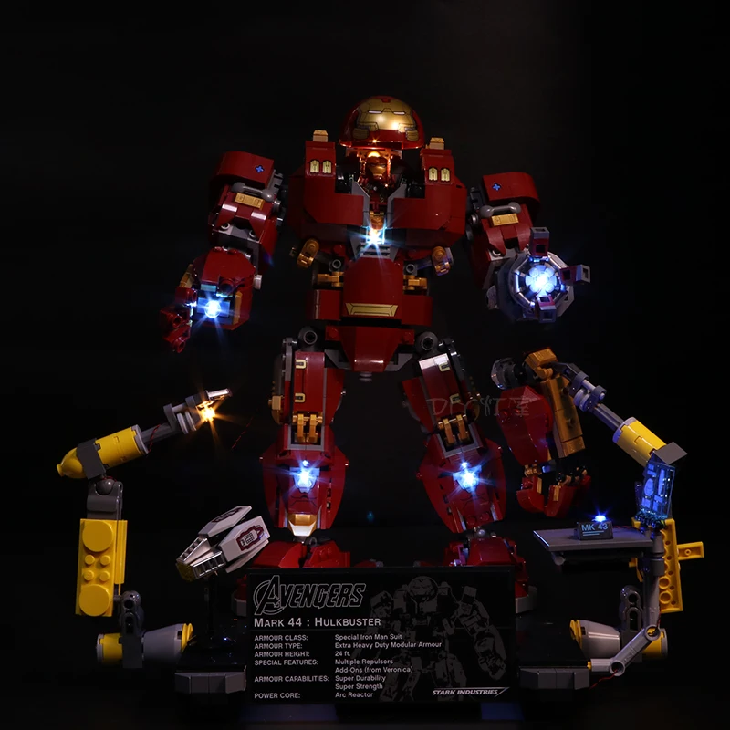 Led Light Set For Lego 76105 Compatible 07101 the Iron Man Hulkbuster Set Building Blocks Bricks Toys(LED light+Battery box)