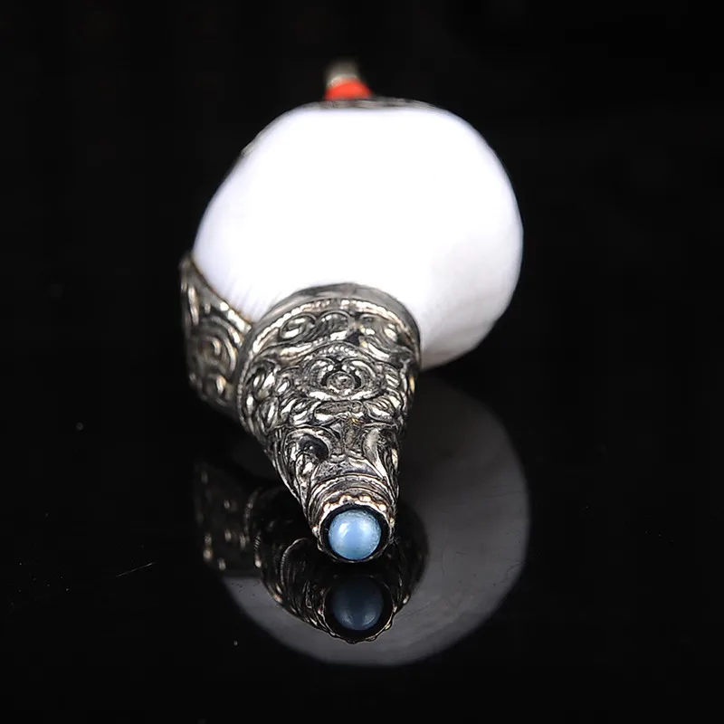 7.8*2.5 سنتيمتر البوذية الموردين التبتية نيبال اليدوية ثمانية Ausplicious عروض كبيرة اللؤلؤ محظوظ Tailsman محارة قلادة #5