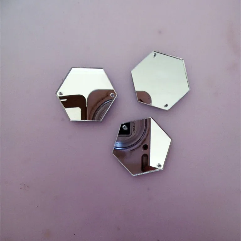 Sew On HexagonAcrylic Mirror Beads, Mirror Diamante Rhinestone Crystal Flat Back Mirror Beads With Hole 30PCS