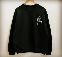 Sugarbaby Small Cactus pot Black sweatshirt Long Sleeve Cactus Tops High quality Sweatshirt Unisex Fashion Tumblr Jumper