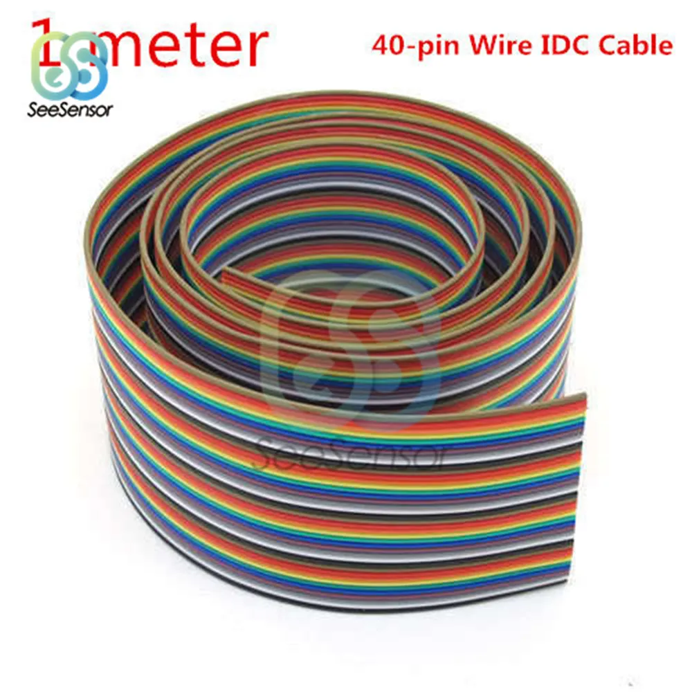 40 Pin Rainbow Ribbon IDC Cable Wire 1m 3.3ft Rainbow Cable Flat Cable for Arduino DIY Electronic Kits