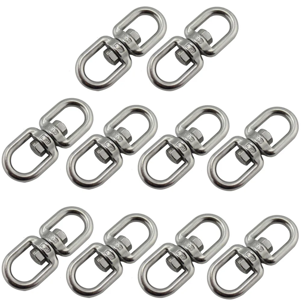 Stainless Steel Marine Chain Eye Eye Swivel SUS304 Double Eyes Boat Mooring Swivel 10pcs 8mm