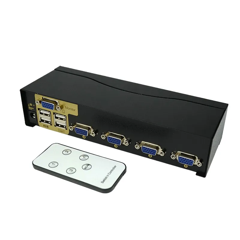 4-портовый USB Kvm-переключатель, VGA-разветвитель, адаптер шальтер, Drucker, компьютер версии 4, монитор с кабелем