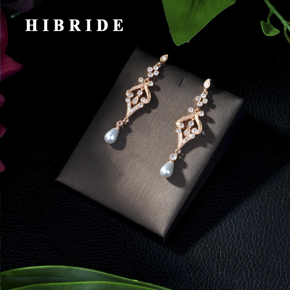 

HIBRIDE Special Micro AAA Cubic Zirconia Stone Paved Large Long Stud Earrings Jewelry for Women Party Gift E-244