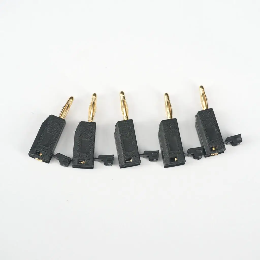 10pcs Black 2mm Au Golden Plated Stackable Banana Plug Wire Audio Cable BP2206