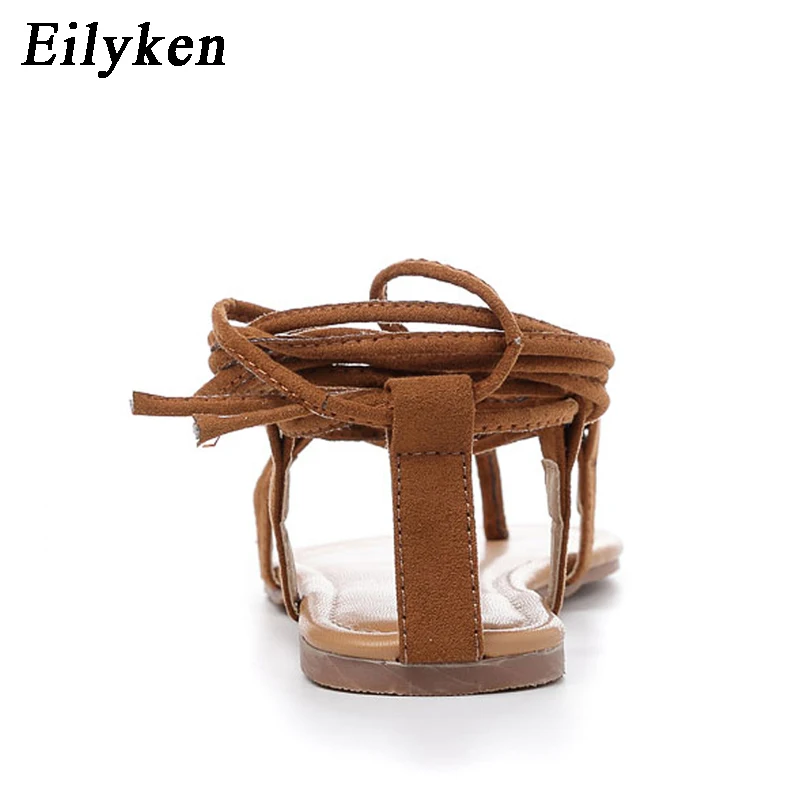 Eilyken Summer Casual Roman Women Sandals Cross-Strap Tall Knee High Thong Designer Narrow Band Flat Sandals Flip Flops Shoes