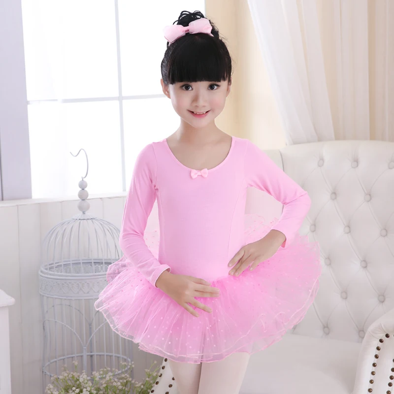 Children's dance clothing girls ballet skirt Qiu Shaqun practice uniforms long-sleeved performance clothes dress Puff skirt