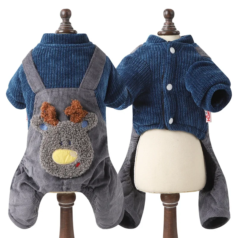 Chihuahua Outfit Thicken Knitted Pet Dog Clothes Winter Warm Dog Coat Jacket Fake Rompers 4 Legs Puppy Jumpsuit For Small Dogs