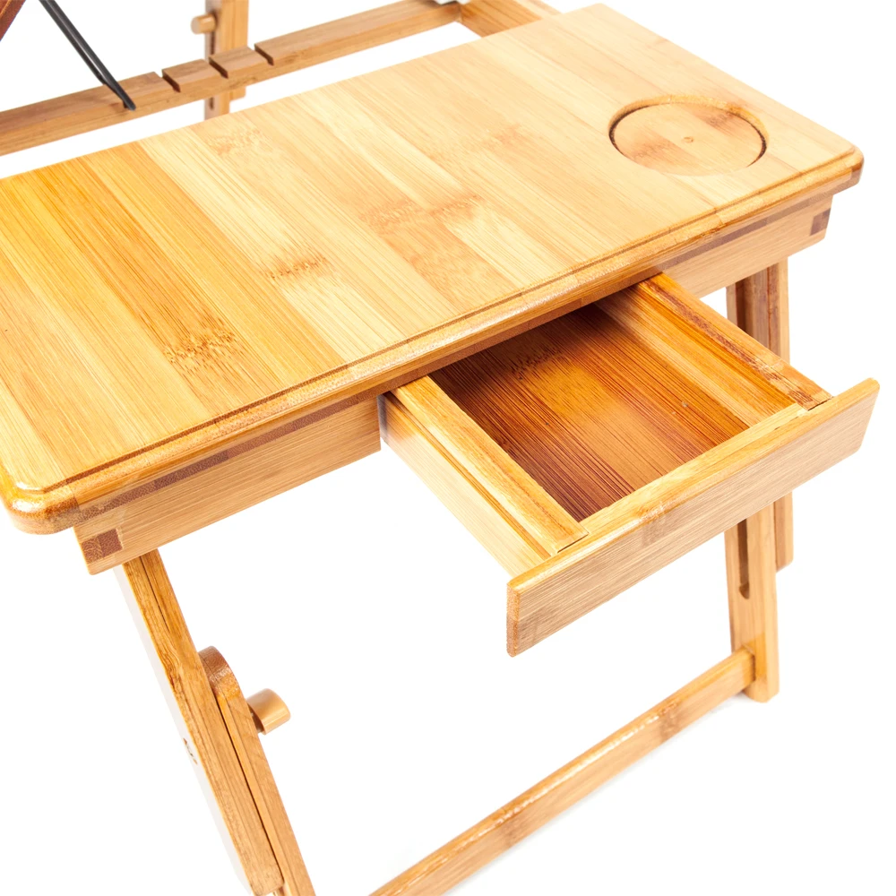 53cm Smooth Adjustable Computer Desk with Cup Stand Wood Color
