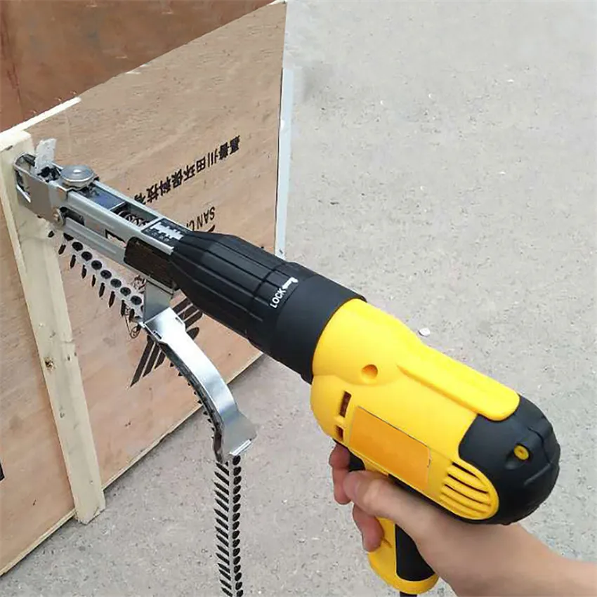 New Woodworking Automatic Chain Nail Gun Adapter Screw Gun for Electric Drill  Tool Cordless Power Drill Attachment