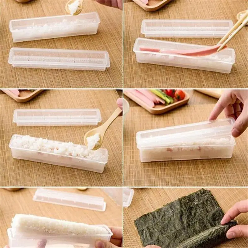 New 3 Pcs/set DIY Roller Sushi Roll Mold Making Meat Vegetables Laver Rice Roll Sushi Mold Making Kitchen Accessories Kit Tools