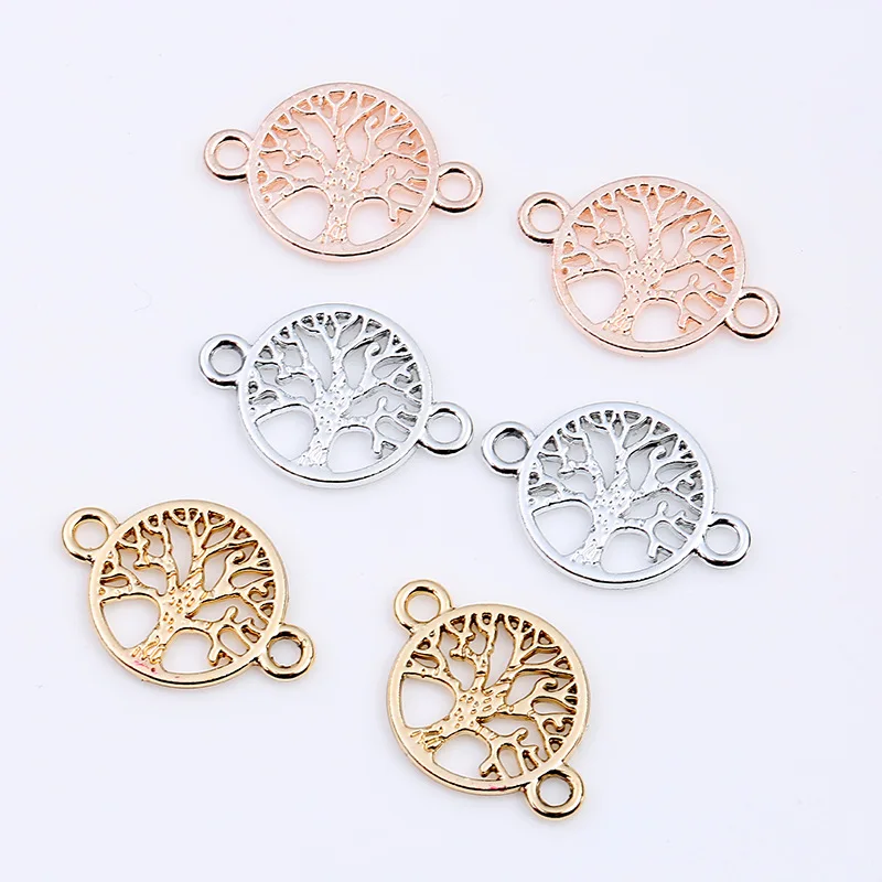 10 pcs Rose Goud Zilver Life Tree Hanger Connector voor Sieraden Maken Charm voor Armband Ketting DIY Handgemaakte Sieraden Bevindingen