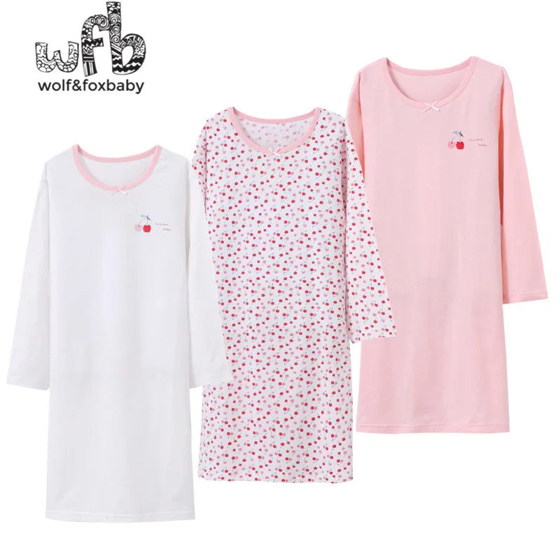 Retail 3-14 jaar lange mouwen katoen kinderen homewear nachthemd meisje baby pyjama herfst herfst Lente print Cherry