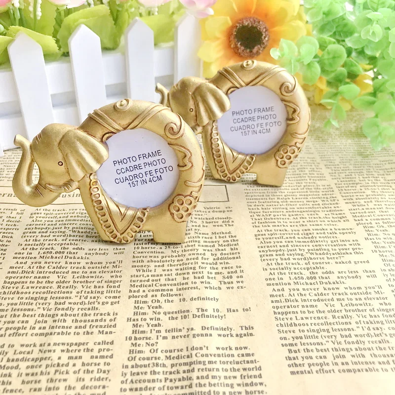 

12PCS Lucky Golden Elephant Picture Frame Place Card Holder Indian Themed Wedding&Bridal Shower Favors