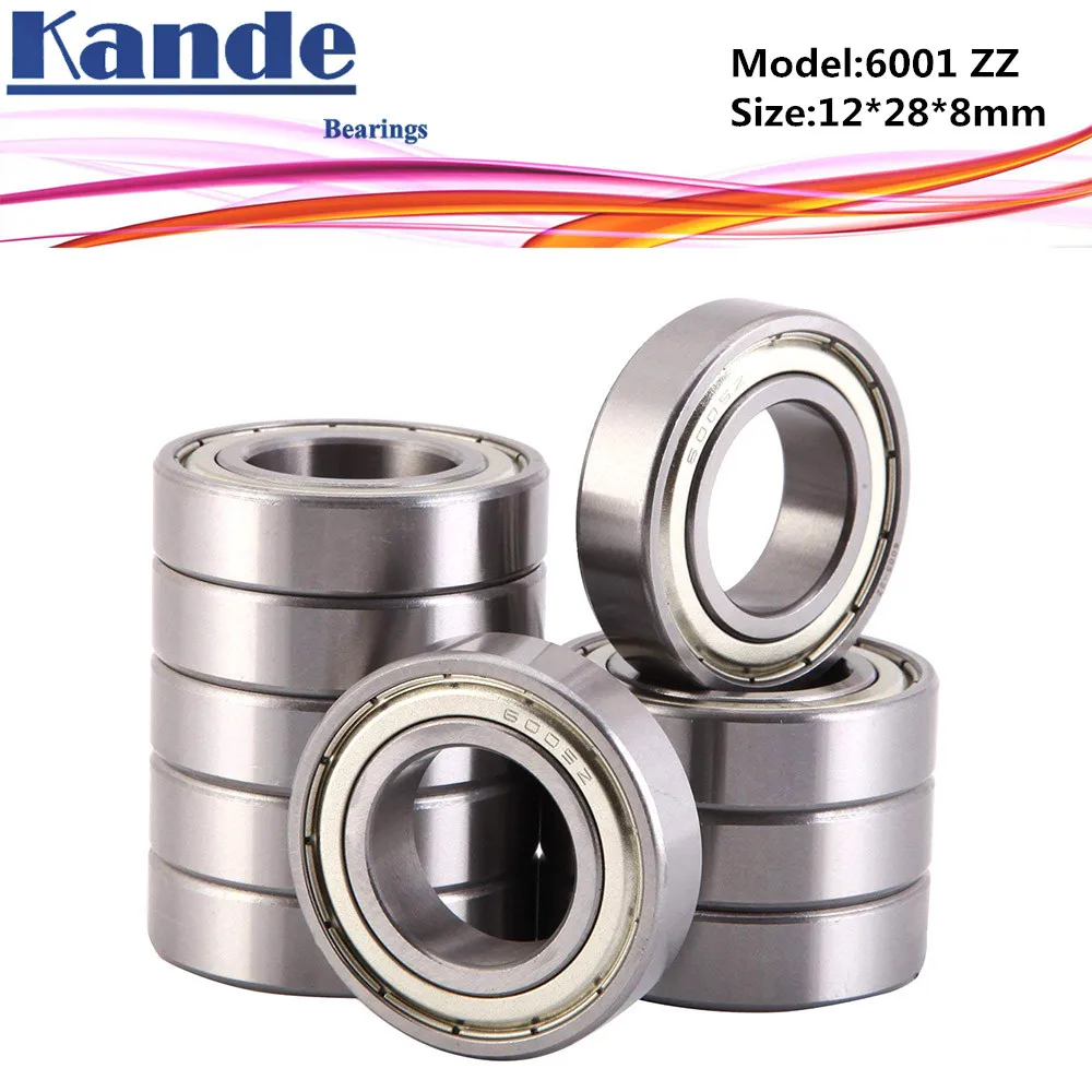 6001ZZ  Bearing 10pcs ABEC-5 High quality 6001 2Z Single Row Deep Groove ball bearing 6001 ZZ 12x28x8 mm