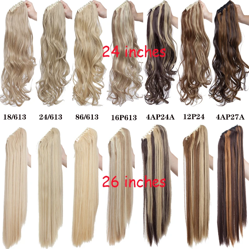 BENEHAIR Fake Ponytail Claw On Ponytail Long Wavy Clip In Hair Extension Hair Synthetic Hairpiece For Women Pony Tail Fake Hair