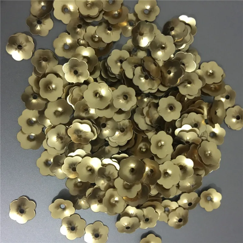 50gram/Lot 1000pcs 10MM Matt Golden Flower Cup PVC Sequins Sewing/Embellishment Findings Sequins Flower Shape