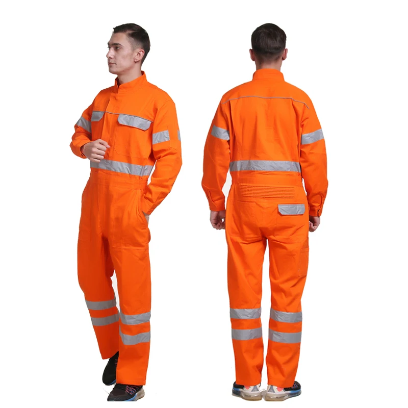 One-piece Long Sleeve Safety Coveralls 100% Cotton Reflective Work Clothes Anti Static-Clothes For Auto Repair Grid Coal Miner