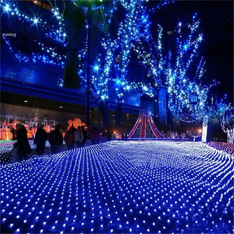 3Mx2M 200 Leds EU220V LED Fishing Net Mesh Fairy String Net Lights Ceiling for Christmas Party Wedding Outdoor Decoration