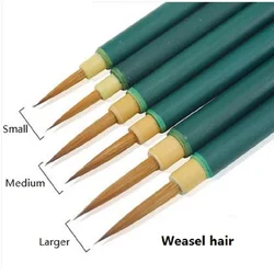 Weasel Hair Paint Brush Calligraphy Pens Hook Line Pen Bamboo Pen Holder  Art Painting Supplies 3pcs/lot