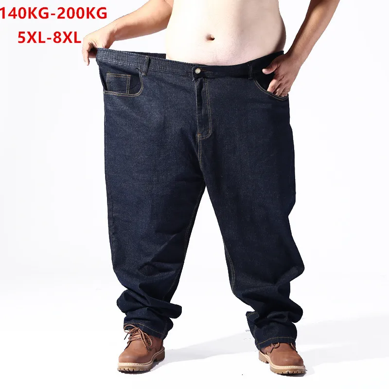 Plus Big Size Black Jeans Men 5XL 6XL 7XL 8XL 54 56 58 59 60 200KG Elastic Denim Trousers Extra Large Male Blue Pants Clothes