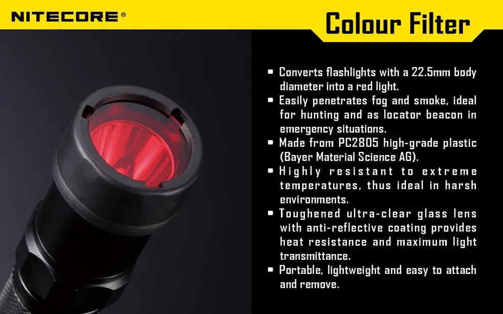 Free shipping 1pc Nitecore Colour Filter(22.5mm) NFR23 NFB23 NFG23 NFD23 suitable for the flashlight with head of 22.5mm