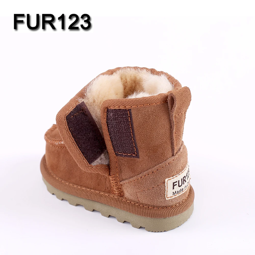 Children Boots Thick Warm Shoes Real Fur Suede Buckle Boys Girls Snow Boots Kids Waterproof Real Fur Baby Boots