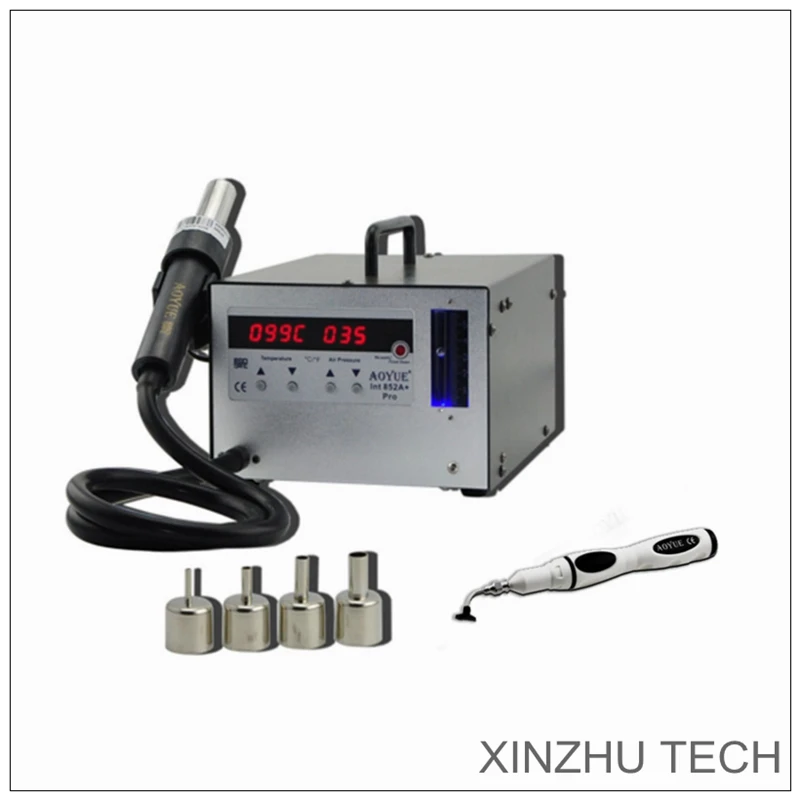 

AOYUE Int 852A+ Digital Display Soldering Station Hot Air Gun Vacuum Suction Pen Rework Station IR Infrared Preheating Station