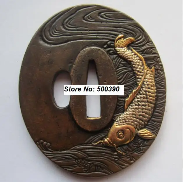 High Quallty Brass Gilt Japanese katana Tsuba WAKIZASHI Sword