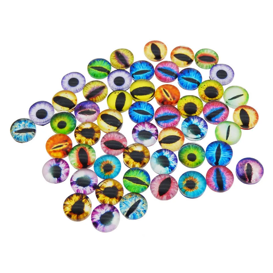 20PCS Round 6MM-25MM Glass Dragon Cat Eyes Cabochon Charms Accessory Glass Cabochon Multi Color Horse Eyes Cat Pattern Crafts