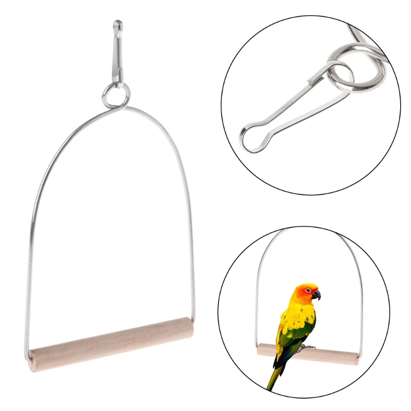 Soporte de madera Natural para pájaros, perca, loros, jaula colgante, columpio, juguetes para acuario