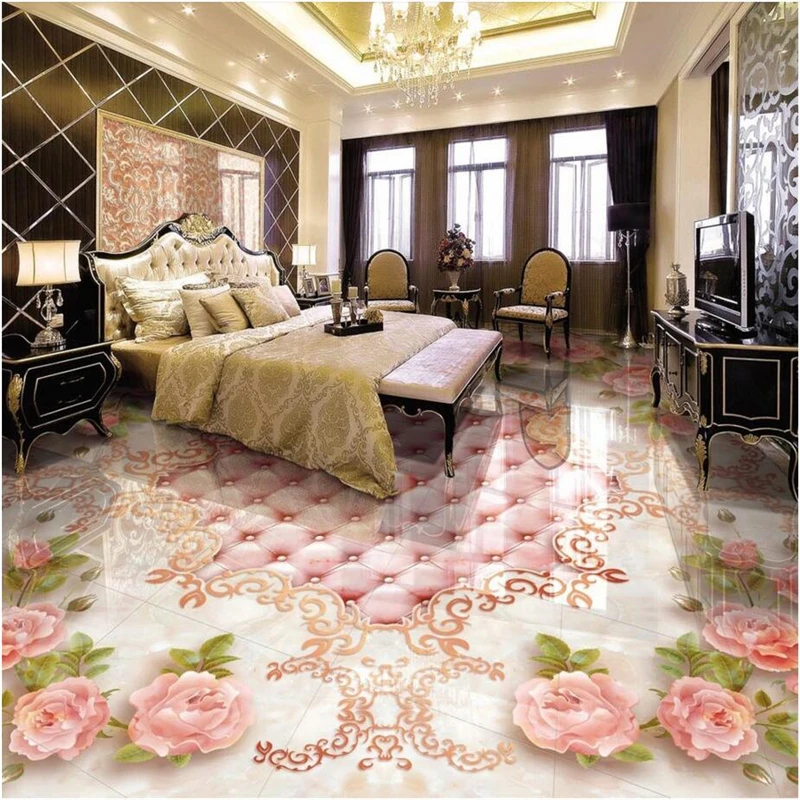 

beibehang Custom murals wallpaper 3D Continental Rose soft package marble relief floor 3D self - adhesive tile tile painting