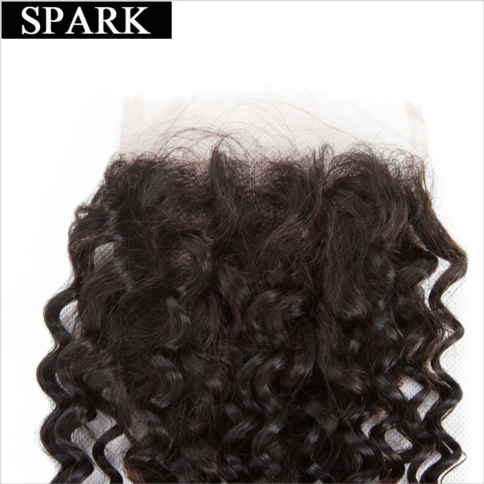 Spark-extensiones de cabello humano rizado, pelo brasileño con cierre de encaje de 8-22 pulgadas, Color 1B/30 y 1B/27, 1B/4/30 y 1B/4/27