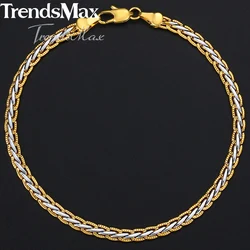 Womens Men's Bracelet Gold Wheat Link Chain Bracelet For Woman Male Jewelry Fashion Gifts Dropshipping Wholesale 4mm KGB407A