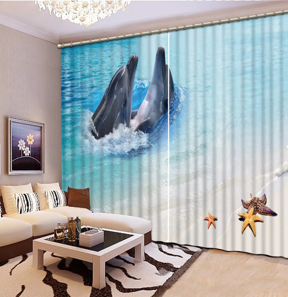 

Домашний декор для спальни, Модные индивидуальные 3D занавески в виде морской звезды, Фотошторы для спальни, затемняющие Оконные Занавески