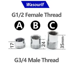 WASOURLF adapter G 1/2 3/4mm außengewinde transfer stecker 26mm 20mm dusche bad küche messing material wasserhahn zubehör