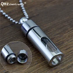 New Fashion Titanium Storage Bottle Perfume Bottles Necklace Glass Cylinder Tube Ashes Urn Lover Cremation Keepsake Jewelry