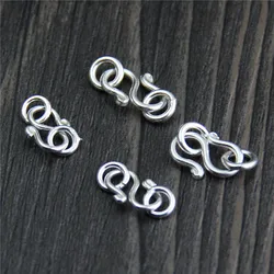 925 Sterling Silver Ornament S Clasp Hooks With Rings 7x16mm Necklace Bracelets Clasp Connectors DIY Fine Jewelry Accessories