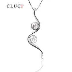 CLUCI  925 Sterling Silver Flash Pendant & Necklace can stick Two Pearls For Women Pearl Pendant Jewerly ,SP326SB