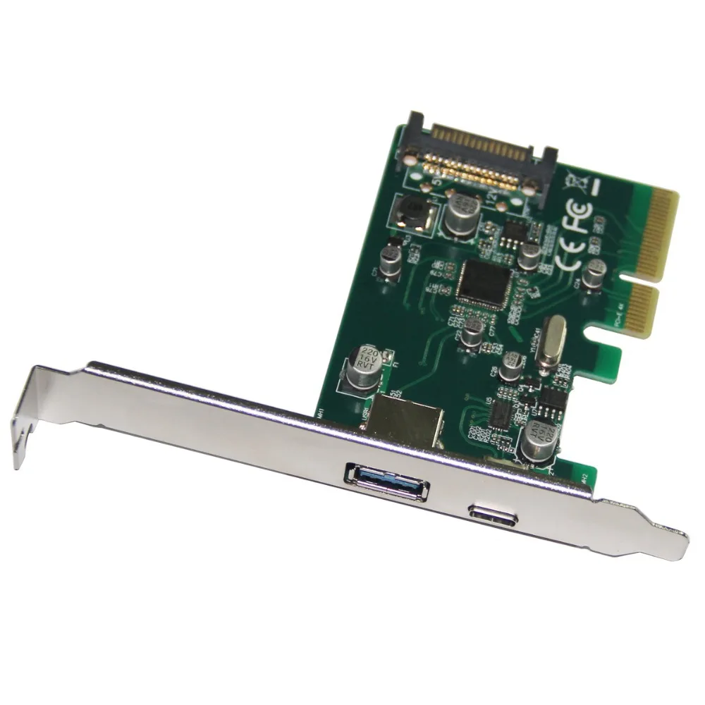 

10Gbps USB 3.1 Type-A + Type-C PCI-e Controller Card PCI Express 4x to USB3.1 Type C + A Converter Adapter