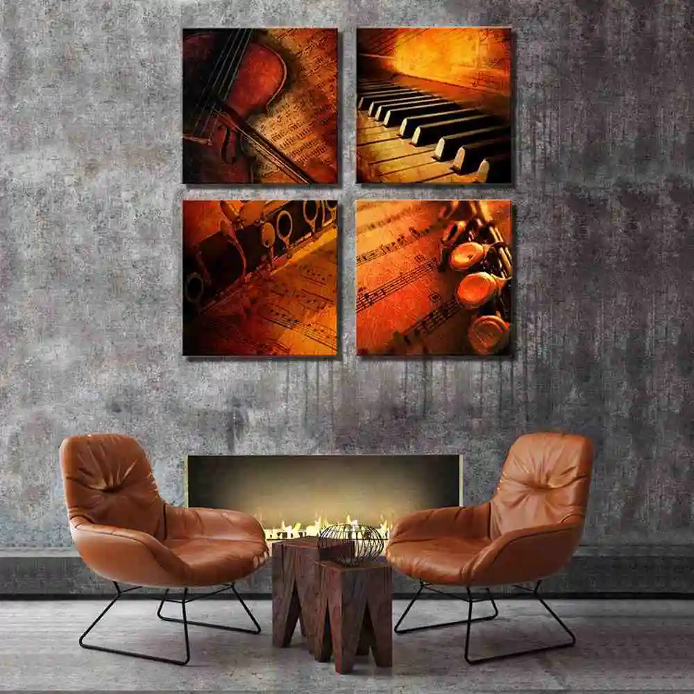 

Wall Art Music Score Violin Piano Retro Pictures for Bedroom Living Room Wall Decor HD Printed Vintage Home Decorations Dropship