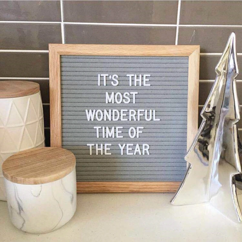 Children DIY Wooden Felt Letter Board Message Board Baby Room Wall Ornament Size 25*25CM