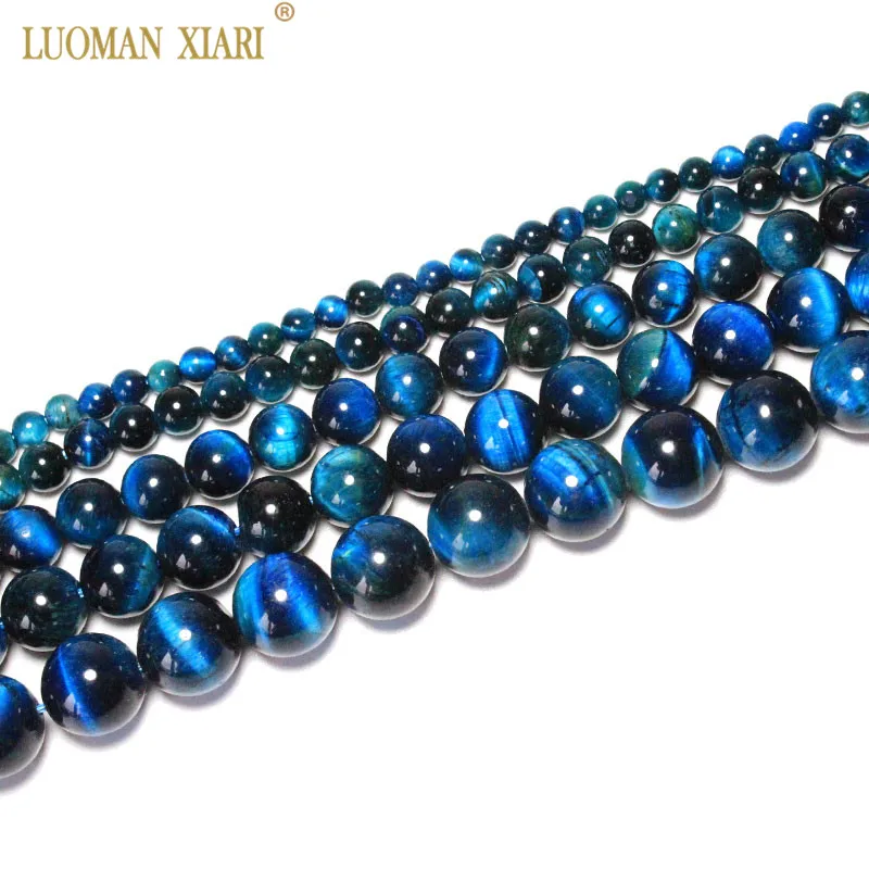 Fine AAA+ 100% Natural Blue Tiger Eye Gem Stone Beads For Jewelry Making DIY Bracelet Necklace 4/6/8/10/12mm Strand 15''