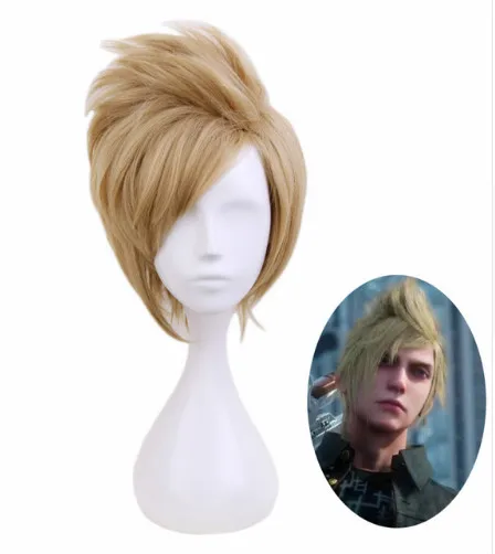 

FF15 Final Fantasy XV Prompto Argentum Men Short Wig Cosplay Costume Heat Resistant Synthetic Hair Party Role Play Wigs+wig cap