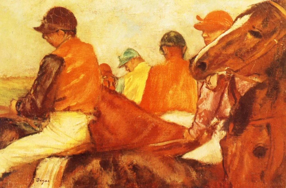 Oil Painting Reproduction on Linen Canvas,Jockeys by edgar degas ,Free FAST Shipping,100% handmade,Top Quality