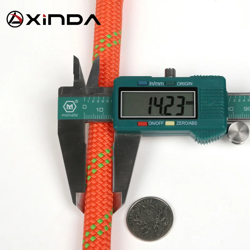 XINDA 14mm Rock Climbing Rope Static Rope 38kN High Strength Safety Rope For Working at Height Climb Camping Equipment