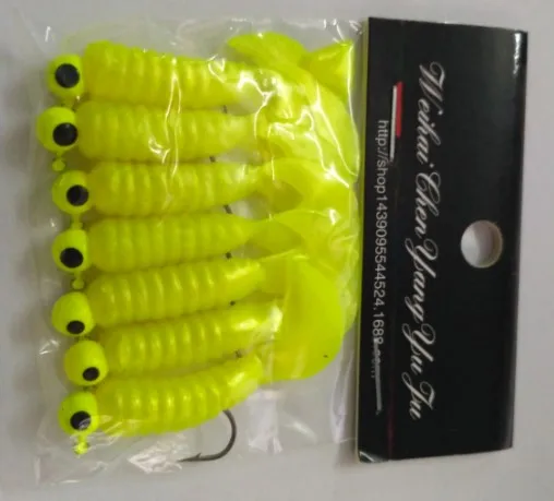 Fishing Lure Soft Bait 1.75g 3.5g  Jig Head Worm Barbed Hooks 6-7 Pieces/Bag Fish Bait Jigs Artificial Lures